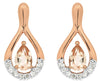 .82CT DIAMOND & AAA MORGANITE 14KT ROSE GOLD PEAR SHAPE & ROUND HANGING EARRINGS