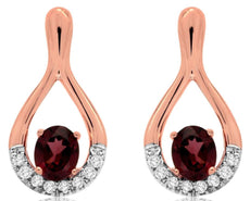ESTATE 0.96CT DIAMOND & AAA RHODOLITE 14KT ROSE GOLD TEAR DROP HANGING EARRINGS