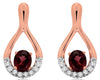 ESTATE 0.96CT DIAMOND & AAA RHODOLITE 14KT ROSE GOLD TEAR DROP HANGING EARRINGS