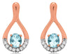 ESTATE 0.74CT DIAMOND & AAA AQUAMARINE 14KT ROSE GOLD TEAR DROP HANGING EARRINGS