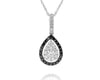 .78CT WHITE & BLACK DIAMOND 18KT WHITE GOLD TEAR DROP CLASSIC FLOATING PENDANT