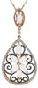 .29CT DIAMOND & AAA PINK TOPAZ 14KT ROSE GOLD 3D OPEN FILIGREE TEAR DROP PENDANT