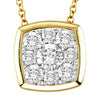.15CT DIAMOND 14K YELLOW GOLD ROUND INVISIBLE BEZEL SQUARE LOVE FLOATING PENDANT