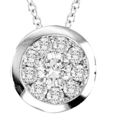 .15CT DIAMOND 14K WHITE GOLD CLASSIC INVISIBLE ROUND BEZEL FLOATING LOVE PENDANT