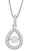 ESTATE .20CT DANCING DIAMOND 14KT WHITE GOLD PEAR SHAPE FLOWER FLOATING PENDANT