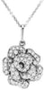 ESTATE .30CT DIAMOND 14KT WHITE GOLD 3D CLASSIC ROSE FLOWER FLOATING PENDANT