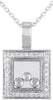 ESTATE .10CT DIAMOND 14KT WHITE GOLD 3D SQUARE FLOATING CLASSIC FUN PENDANT