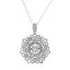 ESTATE .33CT DIAMOND 14KT WHITE GOLD 3D FLOWER OPEN FILIGREE FLOATING PENDANT