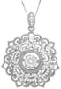 ESTATE .33CT DIAMOND 14KT WHITE GOLD 3D FLOWER OPEN FILIGREE FLOATING PENDANT