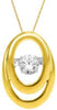 ESTATE .25CT DIAMOND 14KT 2 TONE GOLD SOLITAIRE DOUBLE OVAL FUN FLOATING PENDANT