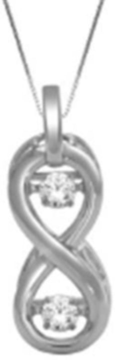 .25CT DANCING DIAMOND 14KT WHITE GOLD 3D 2 STONE INFINITY LOVE FLOATING PENDANT