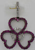 .34CT DIAMOND & AAA RUBY 14KT WHITE GOLD 3D MULTI HEART FLOWER FLOATING PENDANT