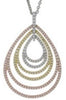 ESTATE .75CT DIAMOND 14KT TRI COLOR GOLD 3D CLASSIC TEAR DROP LOVE PENDANT