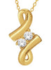 .16CT DIAMOND 14KT YELLOW GOLD CLASSIC 2 STONE ROUND LOVE KNOT FLOATING PENDANT