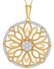 ESTATE .2CT DIAMOND 14KT YELLOW GOLD 3D FLOWER CIRCLE OF LIFE FLOATING PENDANT