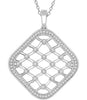 ESTATE .25CT DIAMOND 14K WHITE GOLD SQUARE CRISS CROSS FILIGREE FLOATING PENDANT