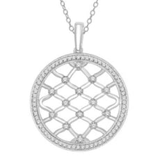 .25CT DIAMOND 14KT WHITE GOLD 3D SQUARE ETOILE CIRCULAR FUN FLOATING PENDANT