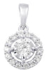 ESTATE 1.00CT DIAMOND 14KT WHITE GOLD 3D ROUND HALO SOLITAIRE  FLOATING PENDANT