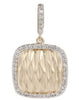 ESTATE .15CT DIAMOND 14KT 2 TONE GOLD 3D SQUARE HAMMER LOOK FLOATING PENDANT