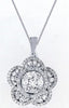 ESTATE 1.00CT DIAMOND 14KT WHITE GOLD 3D CLASSIC INVISIBLE FLOWER LOVE PENDANT