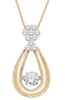 ESTATE .25CT DANCING DIAMOND 14KT YELLOW GOLD 3D TEAR DROP FLOWER FUN PENDANT