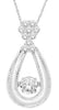 ESTATE .25CT DANCING DIAMOND 14KT WHITE GOLD 3D TEAR DROP FLOWER FUN PENDANT