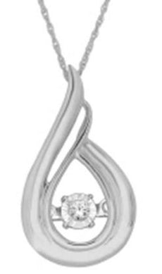 ESTATE .03CT DANCING DIAMOND 14KT WHITE GOLD 3D TEAR DROP SOLITAIRE FUN PENDANT