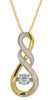 ESTATE .20CT DIAMOND 14KT YELLOW GOLD 3D CLASSIC LOVE KNOT TEAR DROP PENDANT