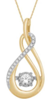 ESTATE .18CT DIAMOND 14KT 2 TONE GOLD 3D CLASSIC LOVE KNOT TEAR DROP PENDANT