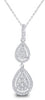 .42CT DIAMOND 14KT WHITE GOLD 3D CLASSIC PAVE DOUBLE TEAR DROP FLOATING PENDANT