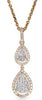 .42CT DIAMOND 14KT YELLOW GOLD 3D CLASSIC PAVE DOUBLE TEAR DROP FLOATING PENDANT