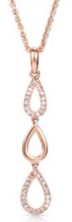 ESTATE .15CT DIAMOND 14KT ROSE GOLD 3D TRIPLE TEAR DROP FUN FLOATING PENDANT