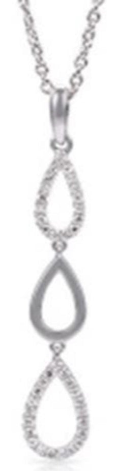 ESTATE .15CT DIAMOND 14KT WHITE GOLD 3D TRIPLE TEAR DROP FUN FLOATING PENDANT