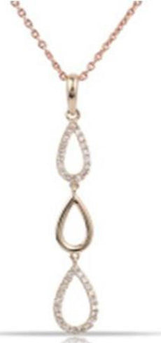 ESTATE .15CT DIAMOND 14KT YELLOW GOLD 3D TRIPLE TEAR DROP FUN FLOATING PENDANT