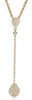 ESTATE .16CT DIAMOND 14KT YELLOW GOLD 3D PAVE TEAR DROP LARIAT FUN PENDANT