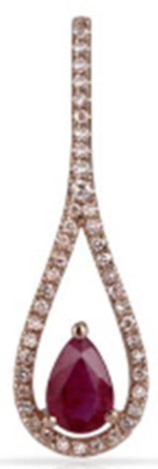 .68CT DIAMOND & AAA RUBY 14K ROSE GOLD PEAR SHAPE & ROUND TEAR DROP PENDANT