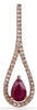 .68CT DIAMOND & AAA RUBY 14K ROSE GOLD PEAR SHAPE & ROUND TEAR DROP PENDANT