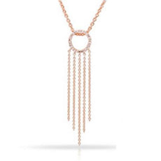 ESTATE .08CT DIAMOND 14KT ROSE GOLD CIRCLE OF LIFE MULTI BAR CHANDELIER PENDANT