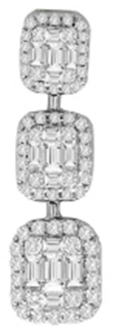 .85CT DIAMOND 18K WHITE GOLD ROUND & BAGUETTE CLUSTER INVISIBLE FLOATING PENDANT