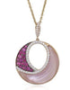 .57CT DIAMOND AAA RUBY & MOTHER OF PEARL 14KT ROSE GOLD 3D CIRCULAR FUN PENDANT