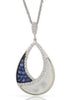 .50CT DIAMOND & AAA SAPPHIRE MOTHER OF PEARL 14KT WHITE GOLD TEAR DROP PENDANT