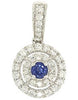 .50CT DIAMOND & AAA SAPPHIRE 14KT WHITE GOLD ROUND SOLITAIRE FLOWER HALO PENDANT