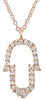 ESTATE .08CT DIAMOND 14KT ROSE GOLD HAMSA CHAMSA LUCKY HAND FLOATING PENDANT