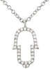 ESTATE .08CT DIAMOND 14KT WHITE GOLD HAMSA CHAMSA LUCKY HAND FLOATING PENDANT