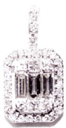 0.4CT DIAMOND 18KT WHITE GOLD ROUND & BAGUETTE SQUARE INVISIBLE FLOATING PENDANT