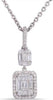 .45CT DIAMOND 14KT WHITE GOLD ROUND & BAGUETTE CLUSTER INVISIBLE SQUARE PENDANT