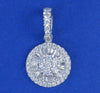 0.55CT DIAMOND 18KT WHITE GOLD ROUND & BAGUETTE CLUSTER INVISIBLE FLOWER PENDANT