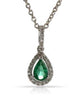 .49CT DIAMOND & AAA EMERALD 14KT WHITE GOLD ROUND & PEAR SHAPE TEAR DROP PENDANT