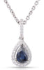 .6CT DIAMOND & AAA SAPPHIRE 14KT WHITE GOLD ROUND & PEAR SHAPE TEAR DROP PENDANT
