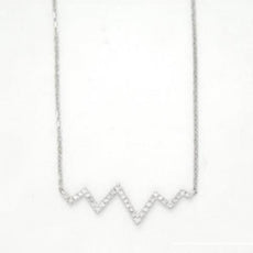 ESTATE .15CT DIAMOND 14KT WHITE GOLD 3D CLASSIC ZIG ZAG FUN NECKLACE